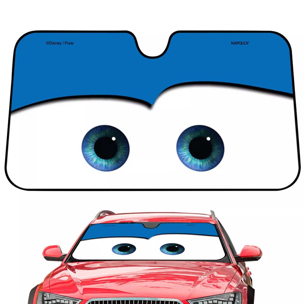Cartoon Eye Car Windshield Sun Shade – Grey Face Design, 130x70cm UV Protection for SUV & Sedan
