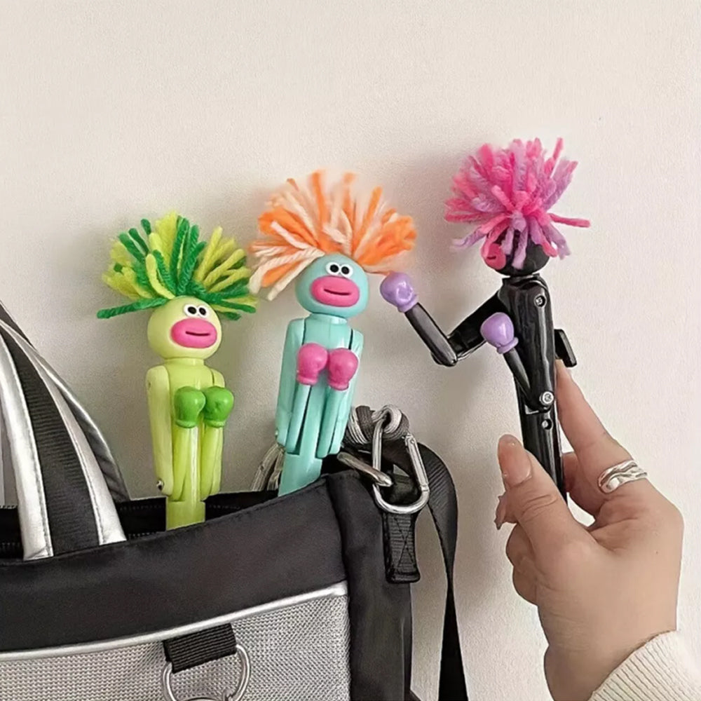 4Pcs Fried Hairy Boxing Men Antistress Ballpoint Pens Writing Pens Kids Gift Toy