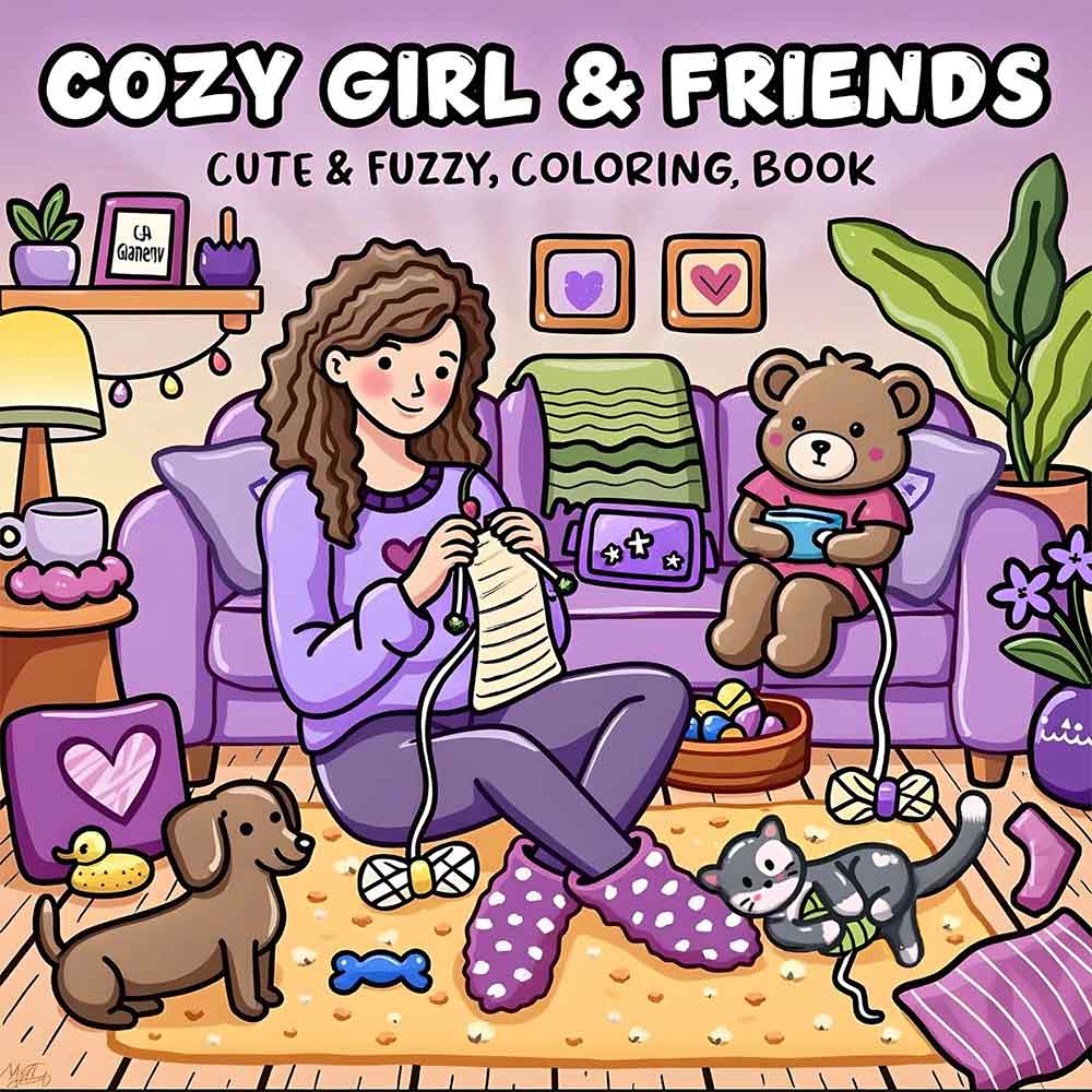 Cozy Girl & Friends Coloring Book for Adults – Bold & Easy Patterns