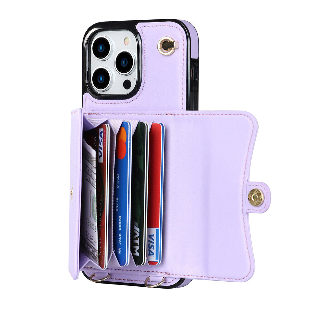 For iPhone 14 Pro Max Plus Case Leather Wallet Cover Card holders Coins Storage