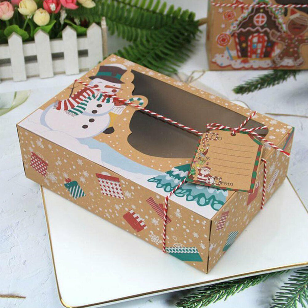 12PCS Christmas Candy Cookie Boxes Bakery Gift Boxes Cupcake Muffin Cake Box