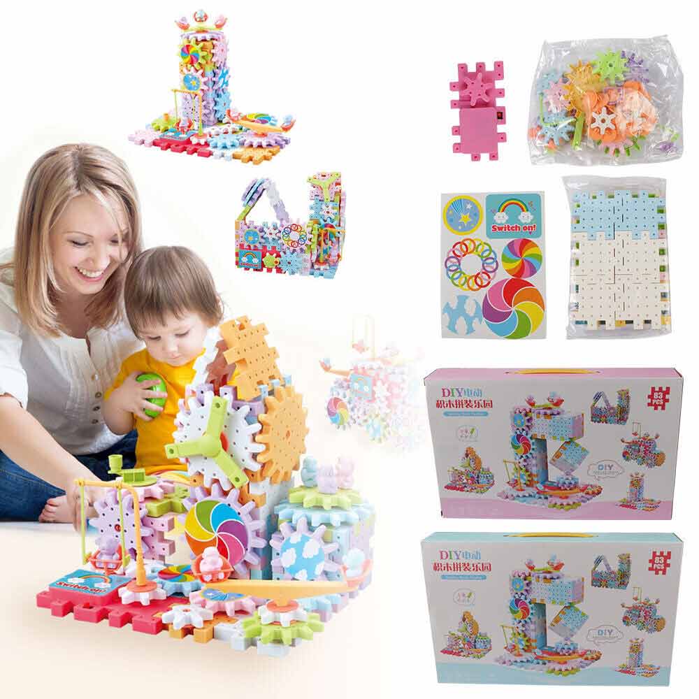 Educational Electric Gears Building Block Toys Creative Rotating STEM Toys Set for Boys Girls Kids