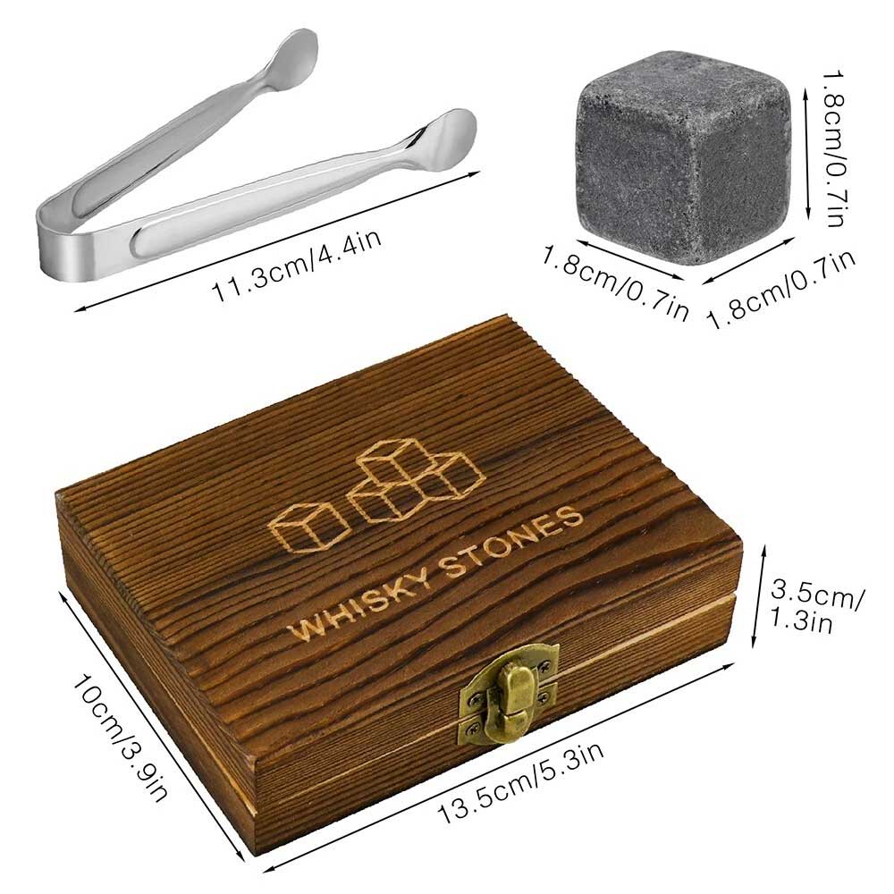 Whiskey stones Fine Wooden Box Set Father's Day Gift