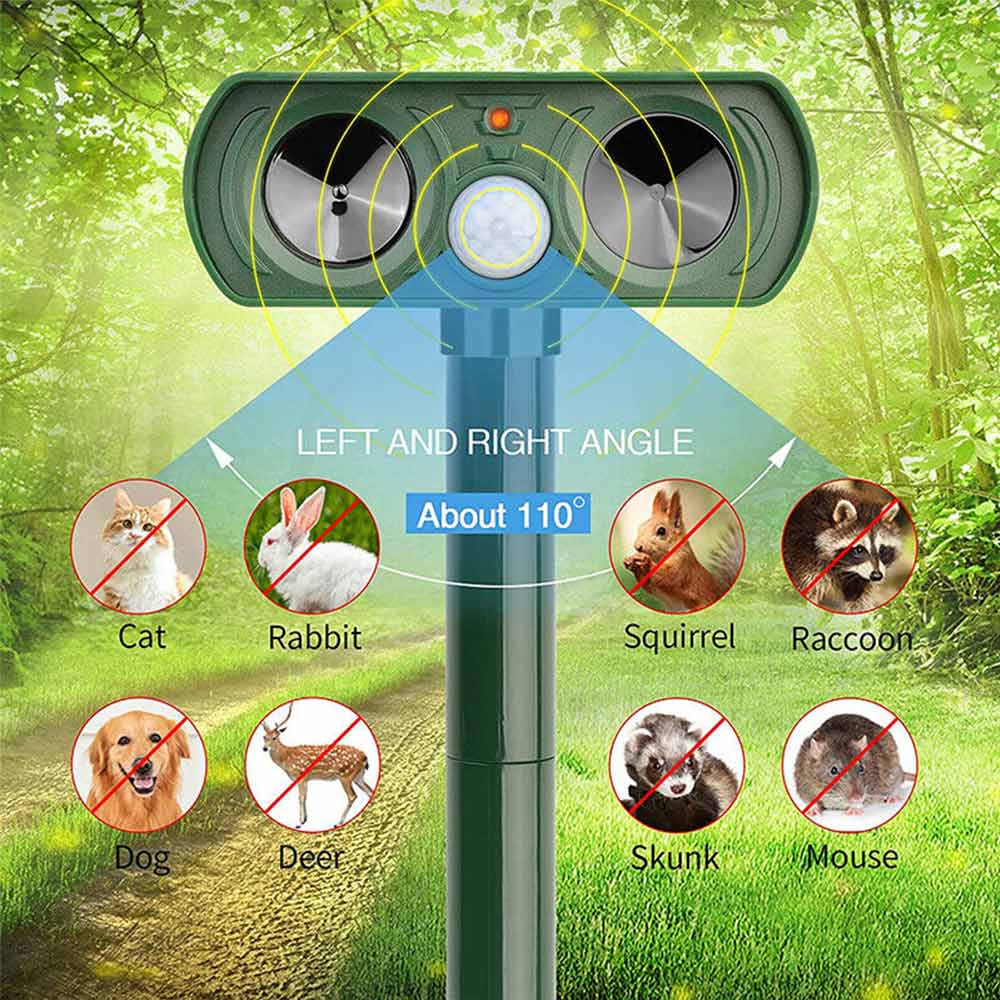 1PC Solar Ultrasonic Animal & Pets Repeller Motion Sensor Bird Rat Possum Repellent