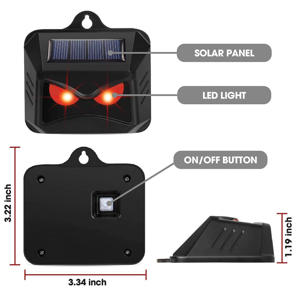 2PCS Ultrasonic Solar Cat Dog Repellent Fox Pest Scarer Deterrent Repeller