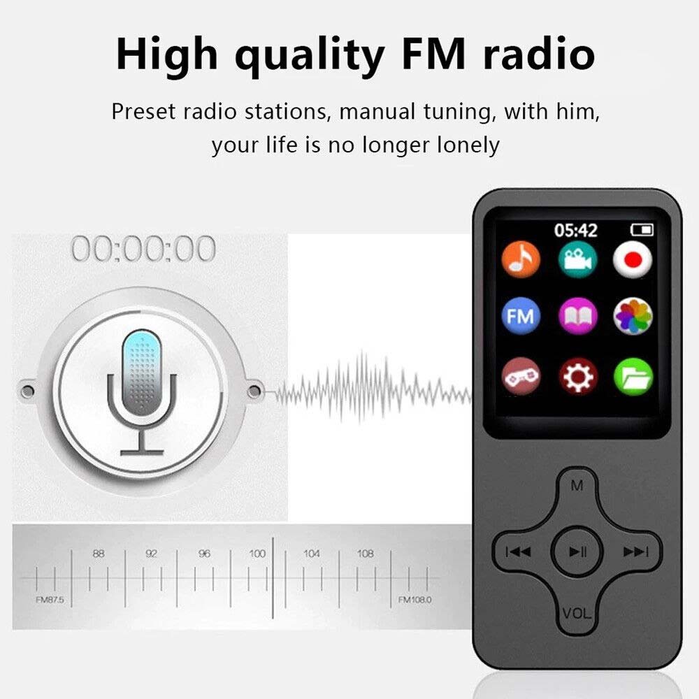 64GB MP3 MP4 Music Player 1.8" Screen Portable FM Radio Voice Recorder Gift