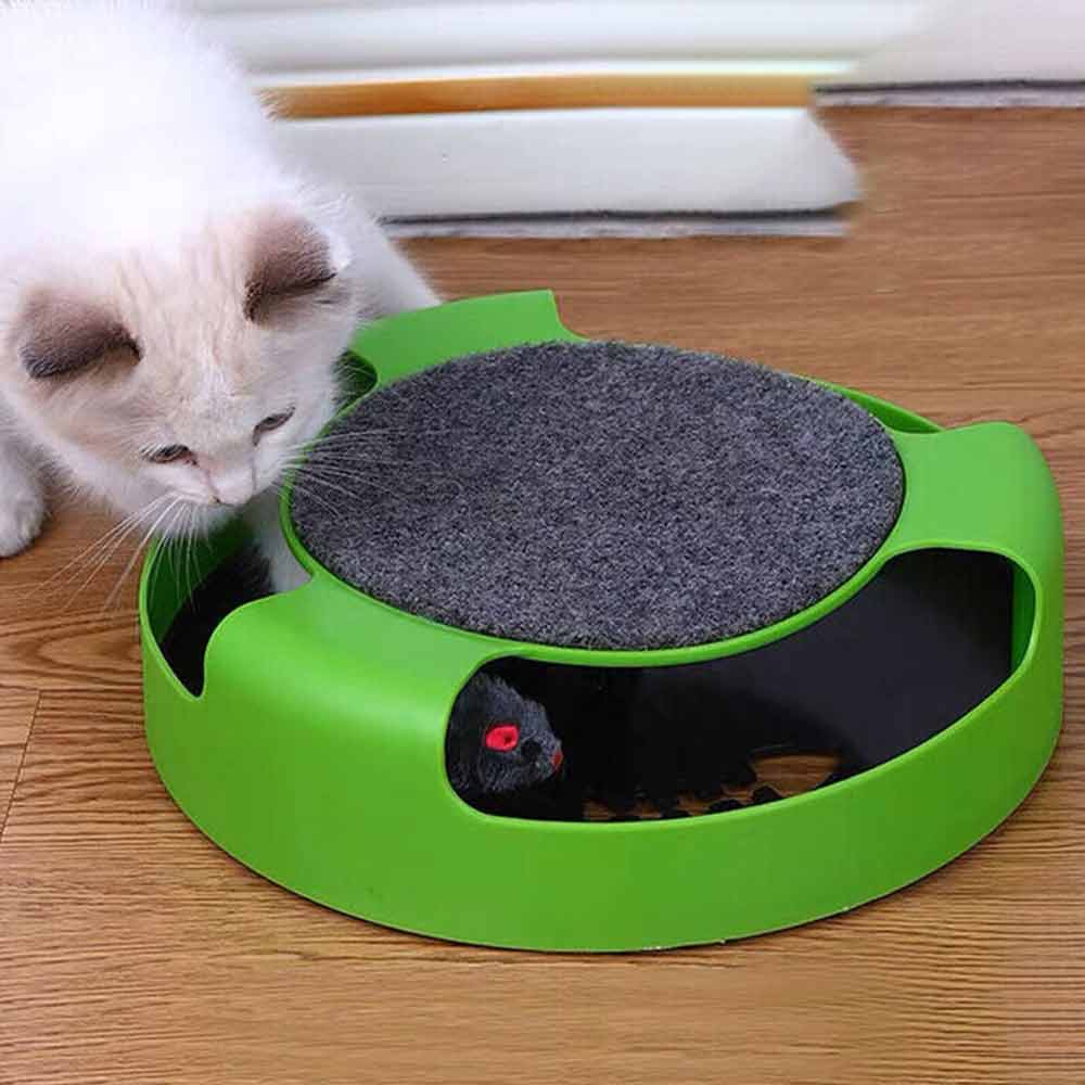 Cats Mouse Moving Catch Toy Interactive Cat Toys Indoor Cat Training Scratching Pad Round