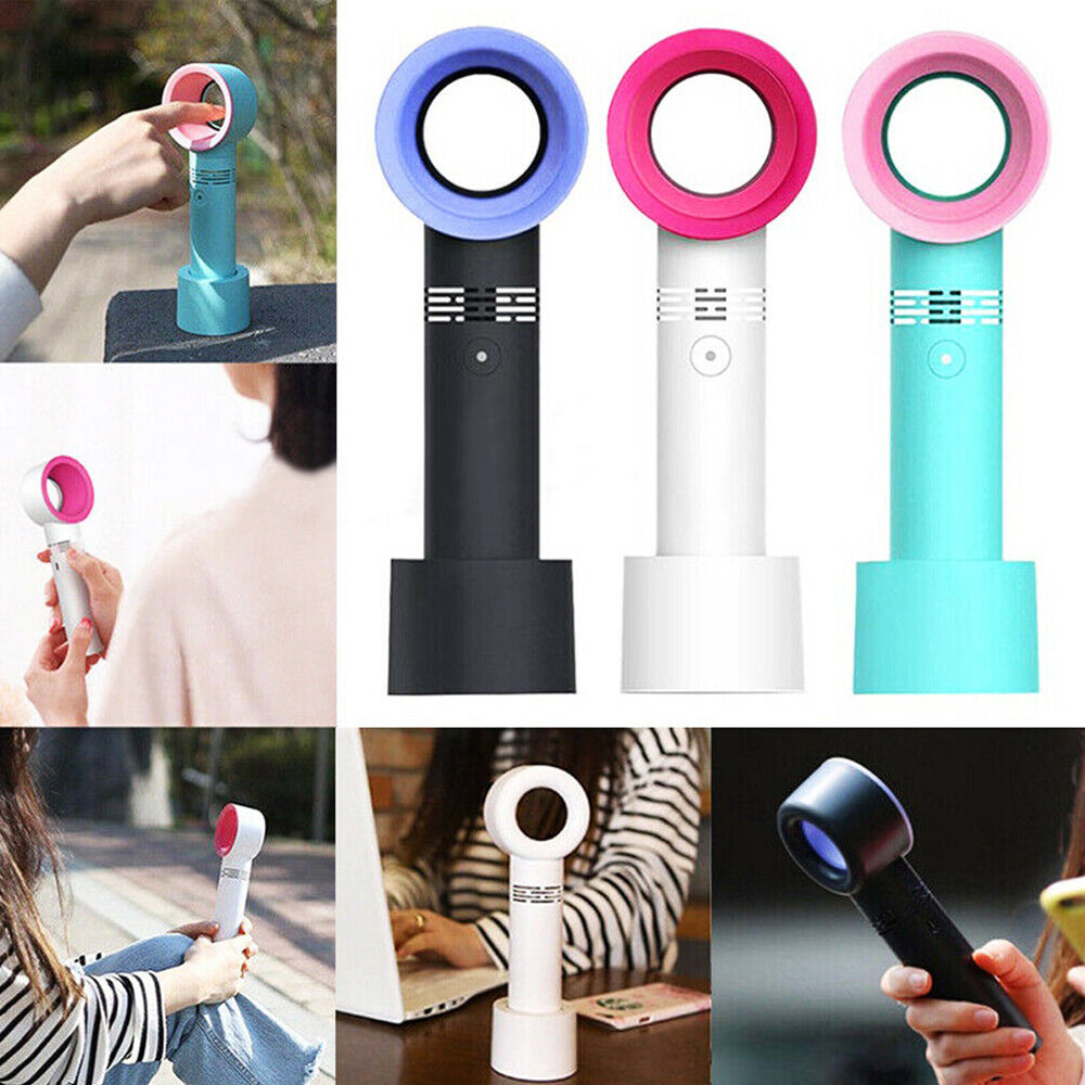 360 Degree Mute Portable Bladeless Hand Held Mini No Leaf Handy Fan USB Cooler