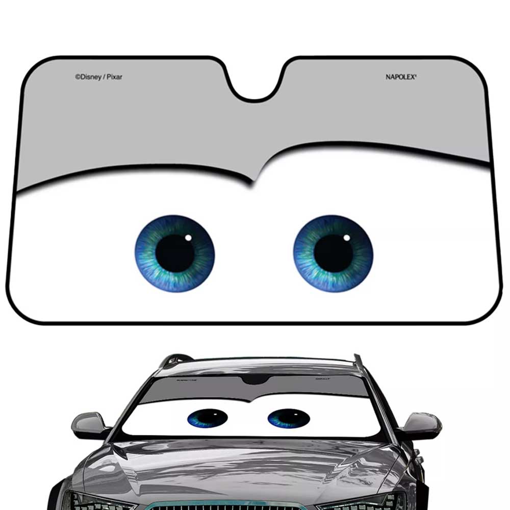 Cartoon Eye Car Windshield Sun Shade – Grey Face Design, 130x70cm UV Protection for SUV & Sedan
