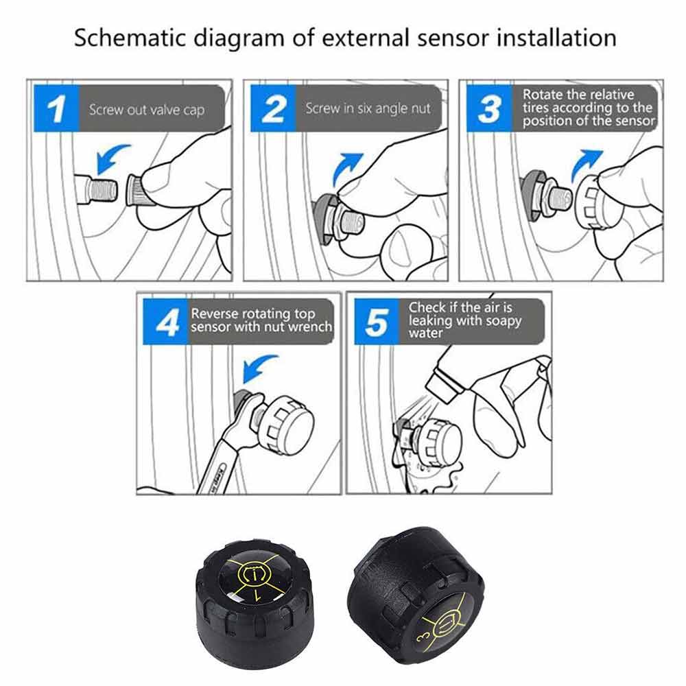 Car Tire Pressure Monitoring System Bluetooth Wireless TPMS Tyre Monitor Sensor