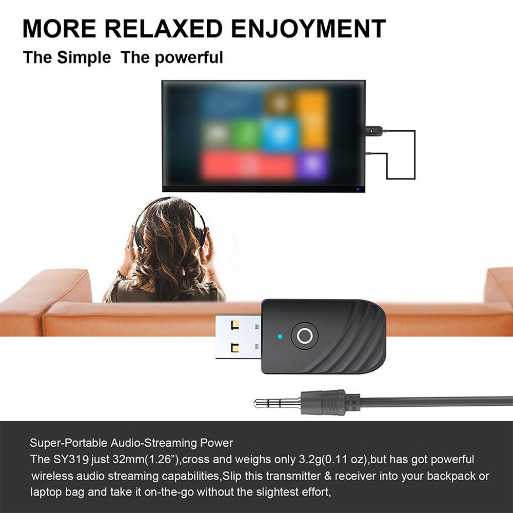 Wireless Bluetooth5.0 Adapter AUX Audio Stereo Receiver Music Speaker Transmitter
