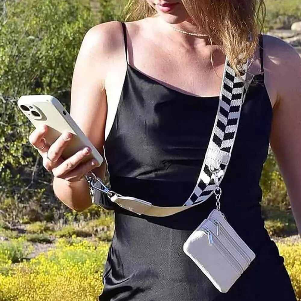 Crossbody Phone Chain with Zipper Wallet Pouch Phone Strap With Zippered Pouch