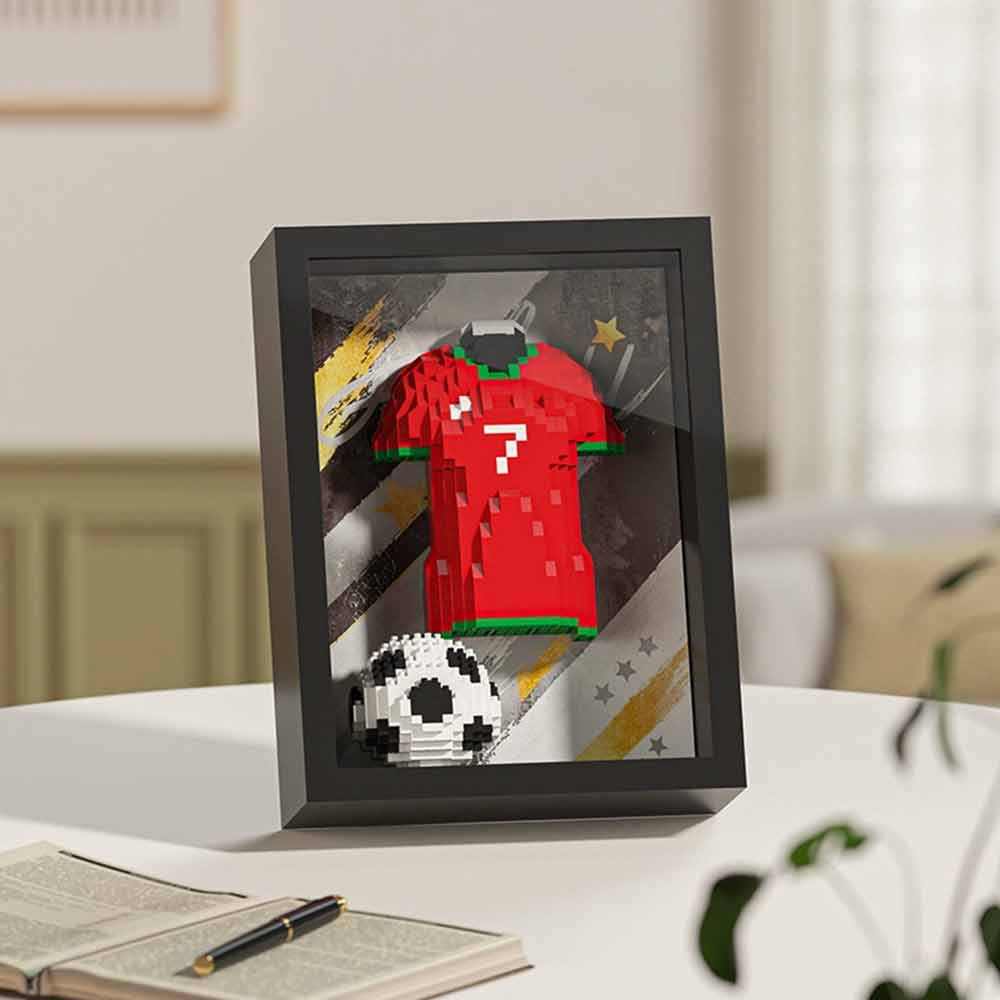 Football Jersey Brick Art Frame – 3D Block Display, Wall Desk Fan Gift