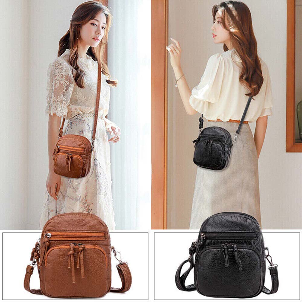 Hot Women PU Leather Crossbody Bag Small Multi Layer Large Capacity Phone Bag