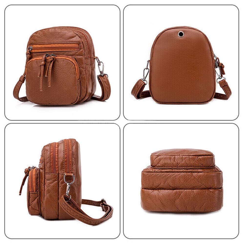 Hot Women PU Leather Crossbody Bag Small Multi Layer Large Capacity Phone Bag