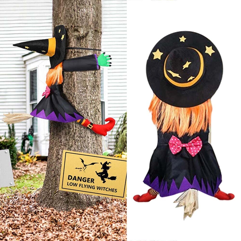 Crashing Witch Hanging Ornaments Scary Halloween Party Decoration Props Supplies