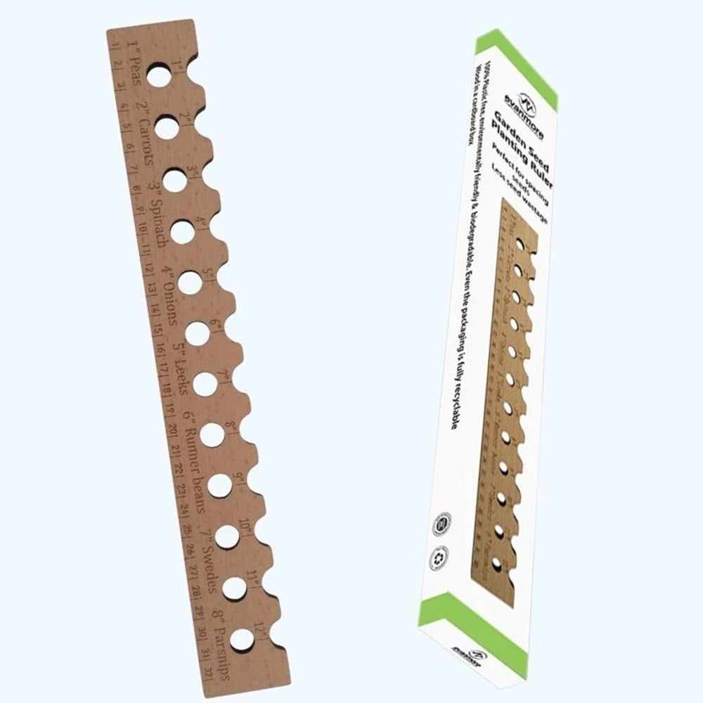 Wooden Planting Ruler - Garden Seed Spacer & Sowing Tool with Veg Spacing Guide