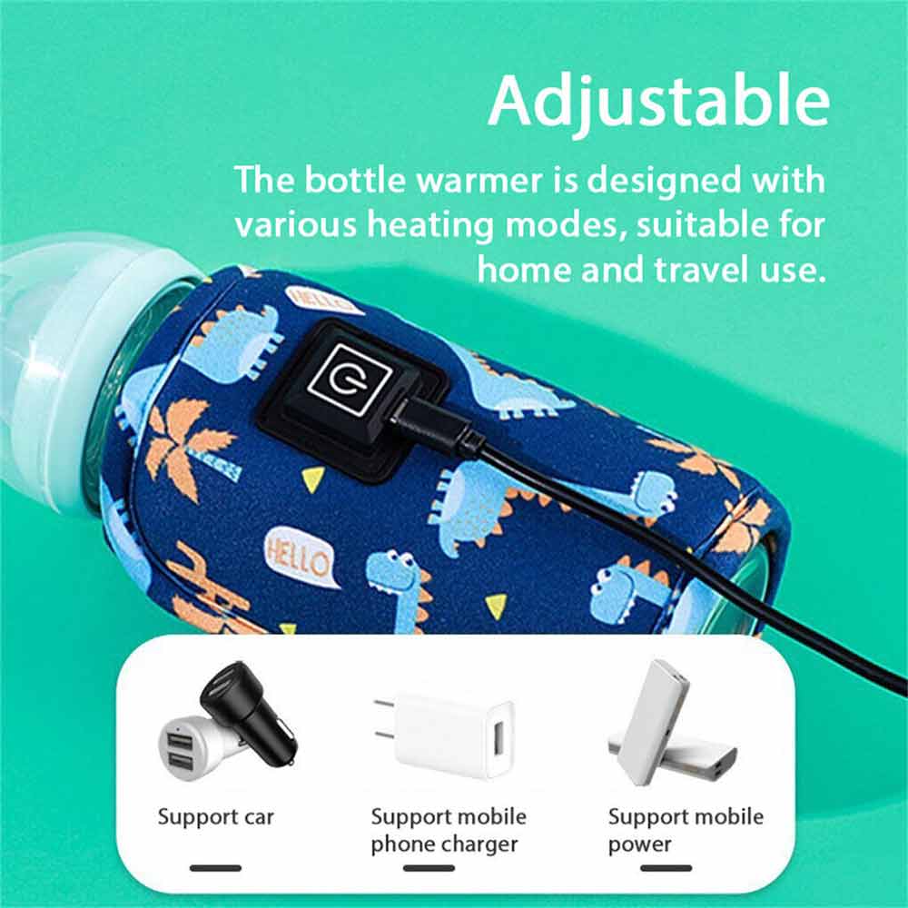 Baby Bottle Warmer Bag Thermostat Portable Travel Milk Feeding Heater USB Pouch