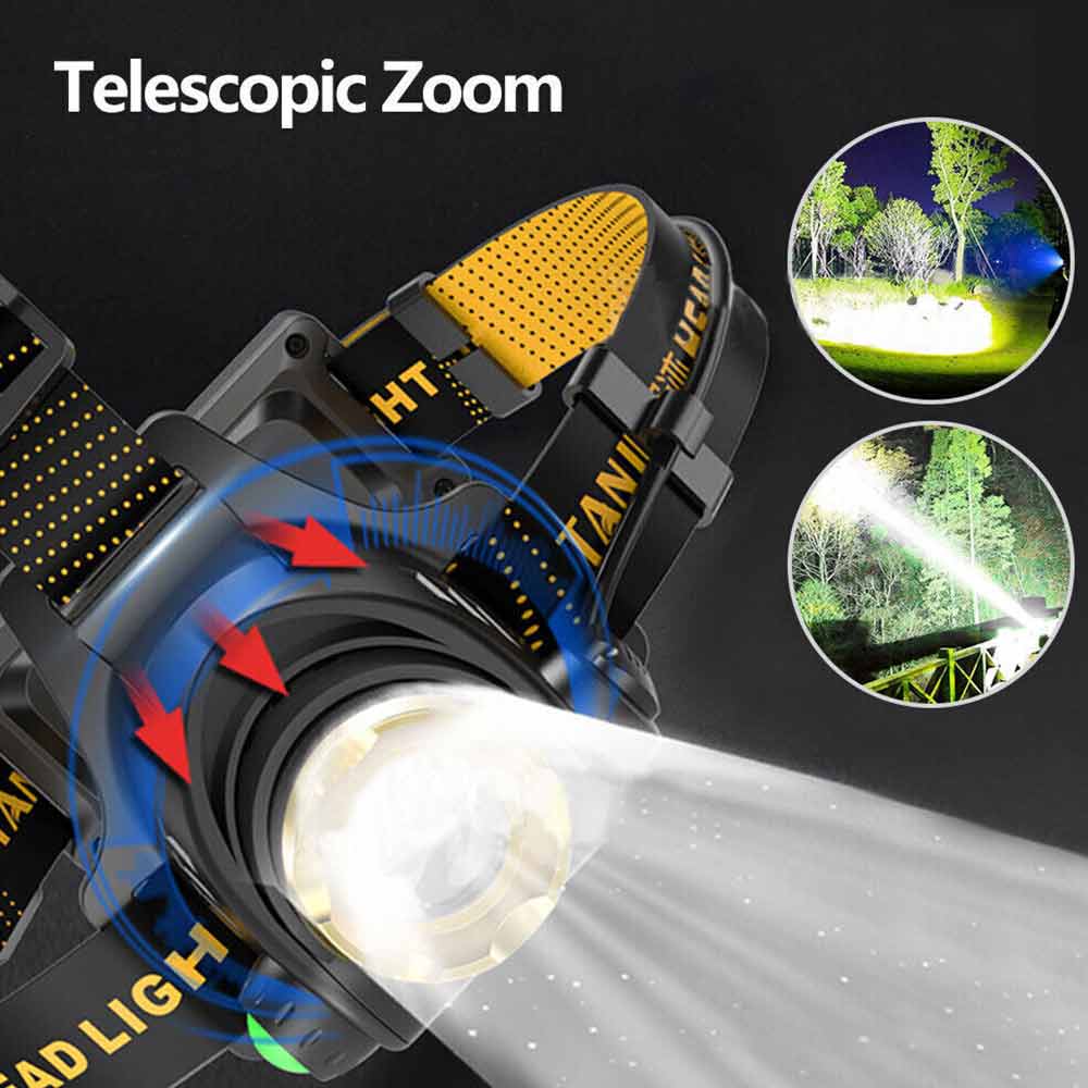 LED Headlamp USB Rechargeable Headlight Super Bright Head Torch Lamp Flashlight