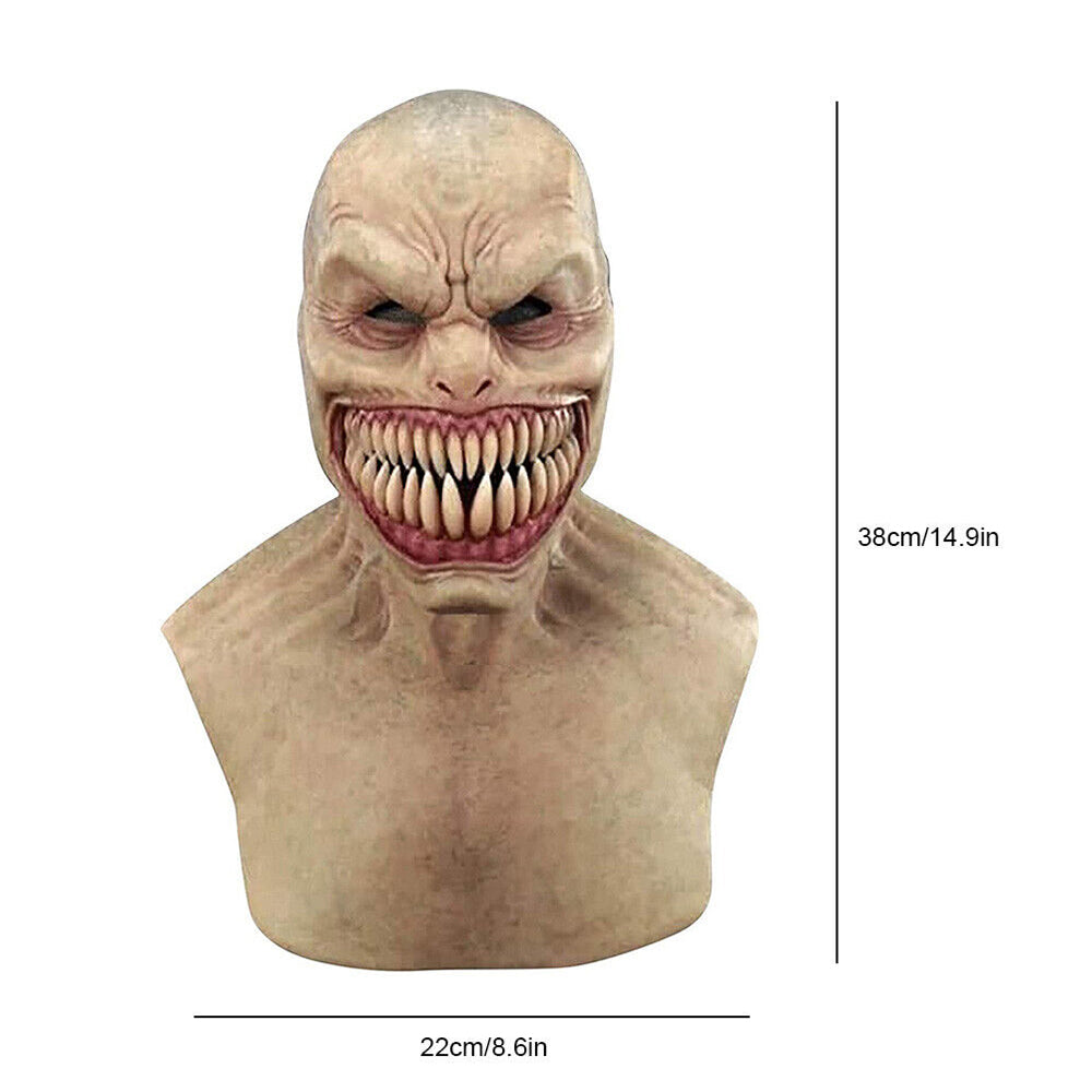 Long Creepy Clown Scary Realistic Facial Mask Horror Gruesome Party Cosplay Deco
