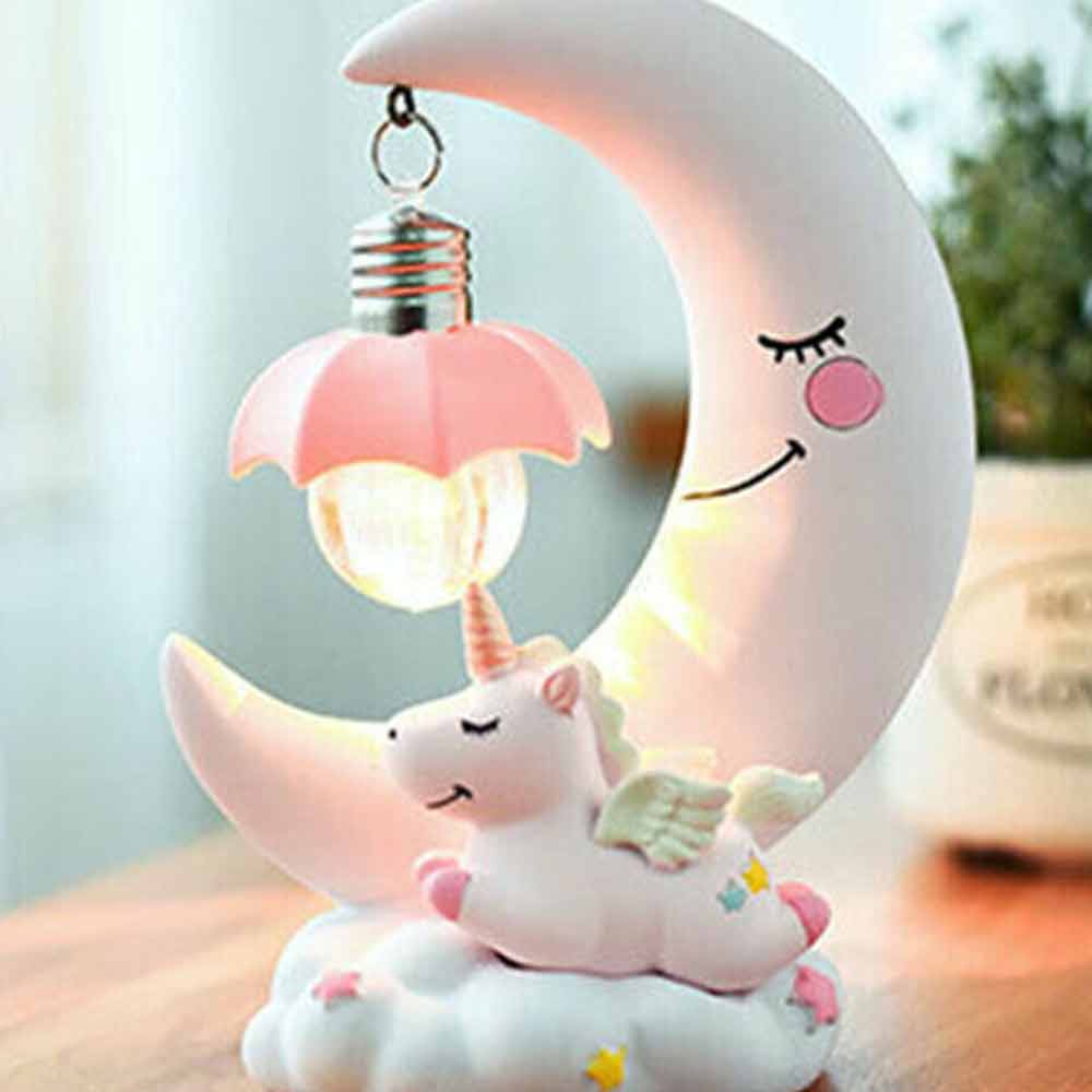 LED 3D Unicorn Bedside Desk Lamp Night Light Moon Lights Boys Girls Kids Bedroom
