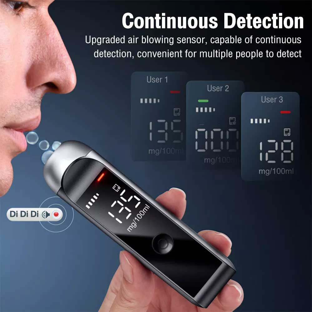 Digital Breath Breathalyzer Test Alcohol Tester Analyzer Detector Rechargeable