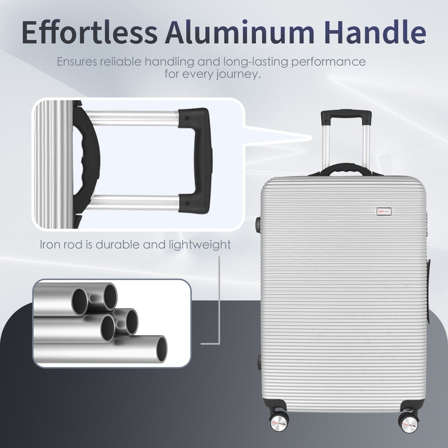 20" Digital Weighing Scale and USB Charging Port Lightweight Carry-on Luggage Suitcase Silver