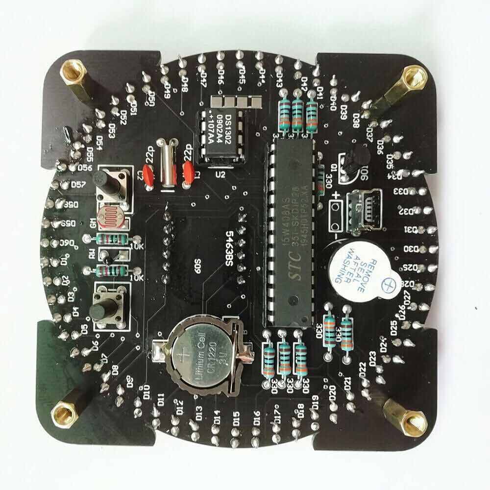DIY Rotating Digital LED Electronic Digital Clock Temperature Display KIT + Case