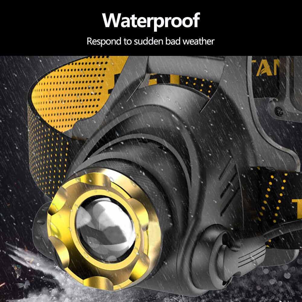 LED Headlamp USB Rechargeable Headlight Super Bright Head Torch Lamp Flashlight