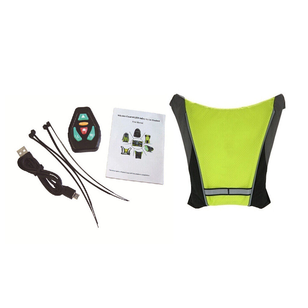 Wireless LED Signal Light Reflective Vest Backpack Remote Control Safety