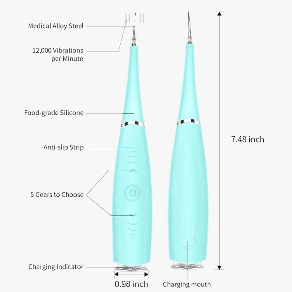 Electric Dental Scaler Tooth Stains Tool Tartar Calculus Plaque Remover Cleaner