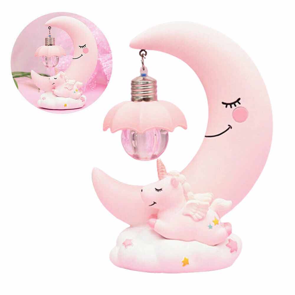LED 3D Unicorn Bedside Desk Lamp Night Light Moon Lights Boys Girls Kids Bedroom