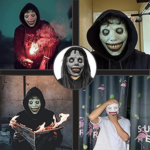Creepy Smiling Demon Ghost Mask Halloween Cosplay Costume Scary Horror Prop