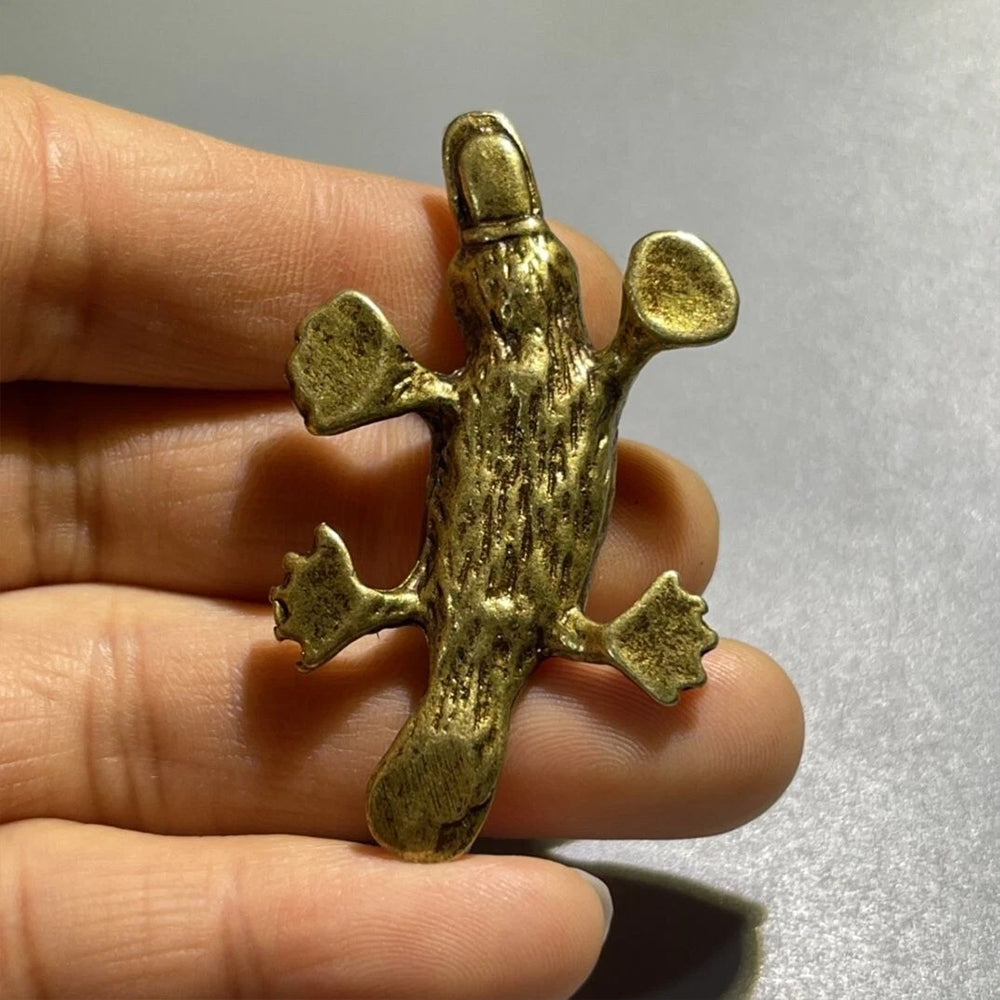 2x Brass Platypus Statue - Tea Pet Figurine Home Desktop Decor Ornaments