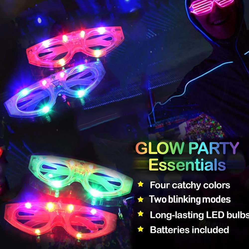 6X Random LED Light Up Sunglasses Glow in The Dark Party Supplies LED Glasses