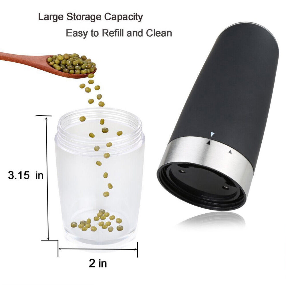 Electric Pepper Mill Salt Shakers Gravity Automatic Grinder Battery-Operated LED