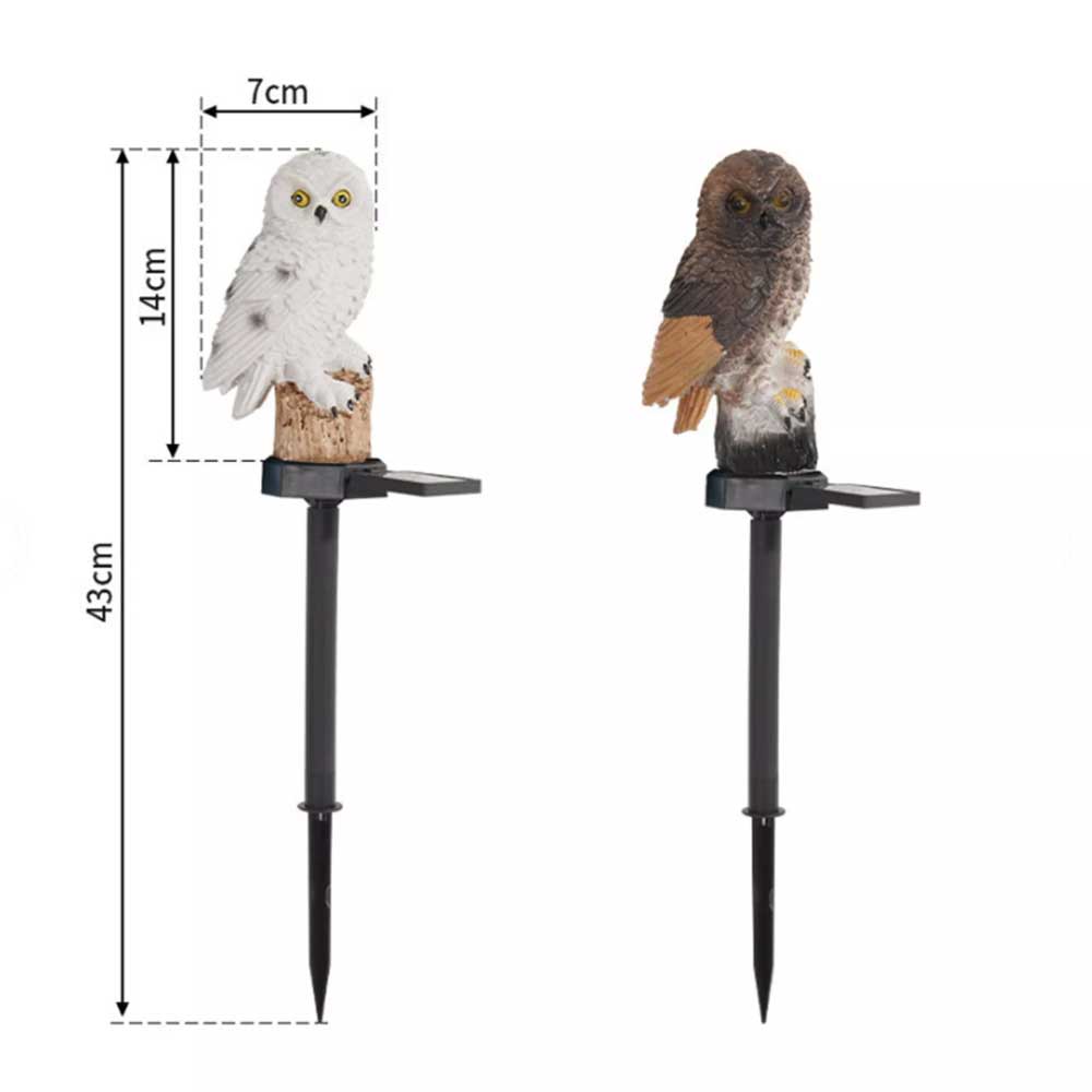 LED Owl Solar Powered Garden Light Novelty Lamp Waterproof Ornament Lawn Outdoor