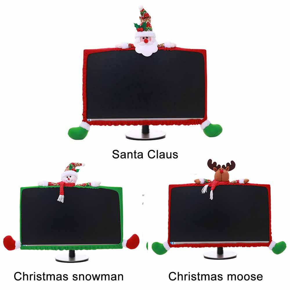 Christmas Computer Monitors Cover Xmas Decorations Cover for Xmas Office Decor