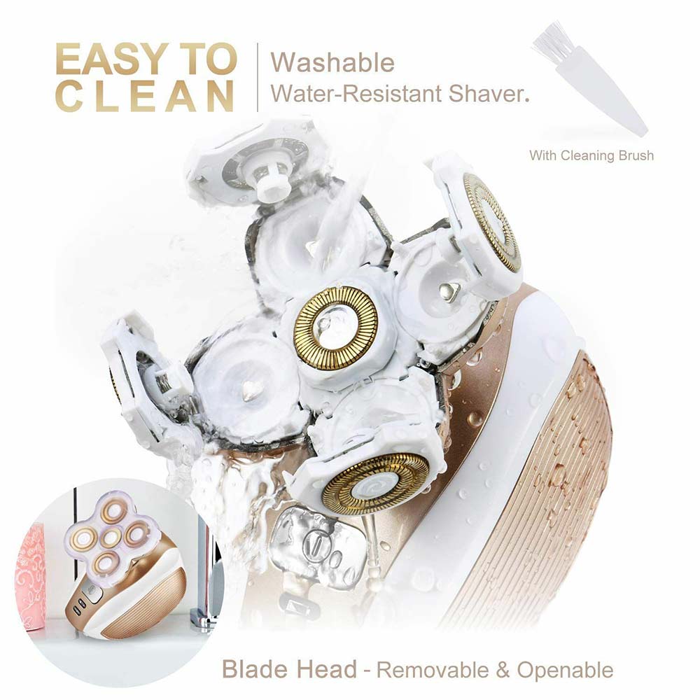 Electric Shaver 5 Head Floating Lady Body Facial Hair Remover Beard Clipper Kit
