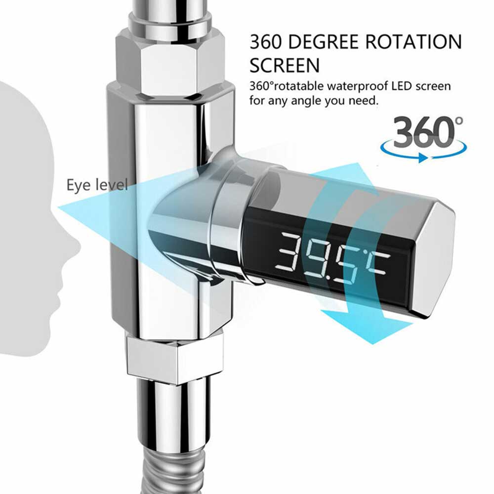Flow Water Shower Electricity Self-Generating LED Celsius Display Thermometer AU