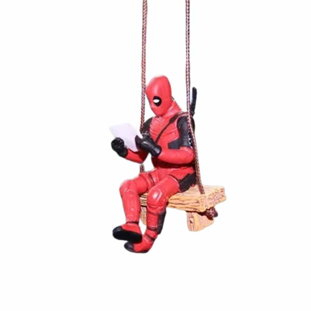 Deadpool Car Interior Decoration Cute Swing Reading Book Rearview Mirror Pendant