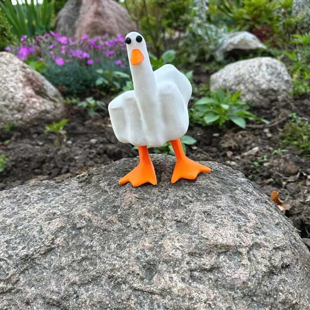 Cute Middle Finger Duck Craft 3D Funny Little Duck Resin Figurine Ornament Decor