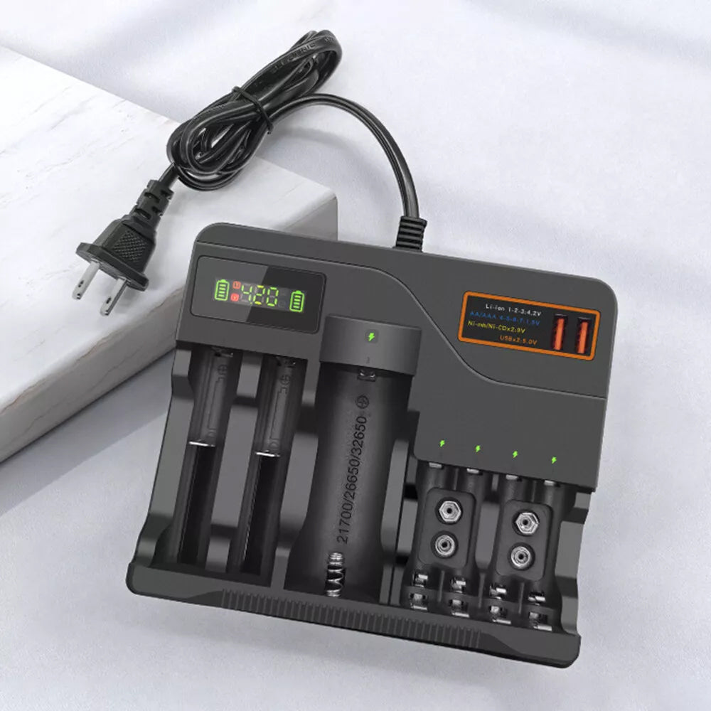 LCD Smart Battery Charger For AAA AA 9V Ni-MH Ni-CD Rechargeable Batteries