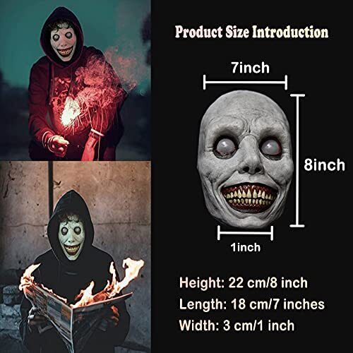 Creepy Smiling Demon Ghost Mask Halloween Cosplay Costume Scary Horror Prop