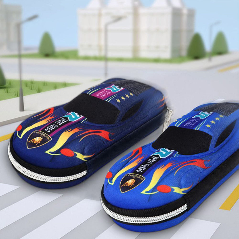 Cartoon Racing Car Pencil Box Holder with Hidden Storage Pockets Gift
