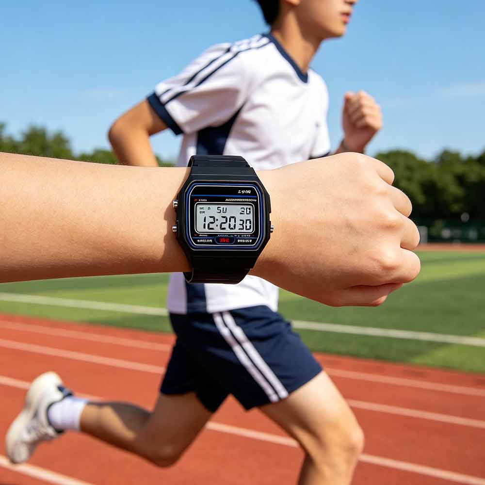 Classic Digital Retro Sport Alarm Stopwatch Black Watch – Unisex Everyday Timepiece