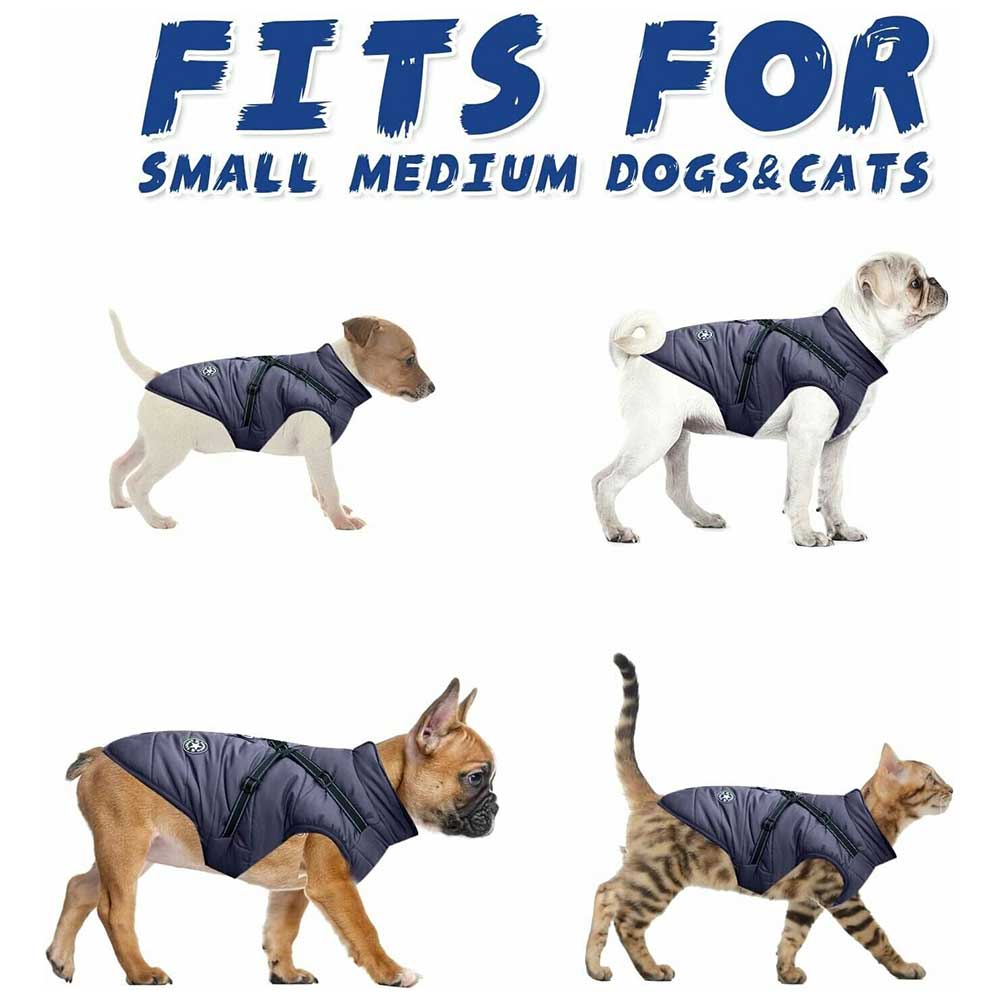 Winter Pet Dog Coat Pet Dog Jacket w/ Harness Waterproof Breathable Small Large