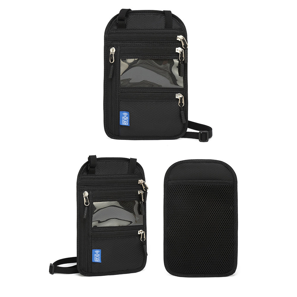 RFID Blocking Travel Body Wallet - Passport Holder Neck Shoulder Document Bag