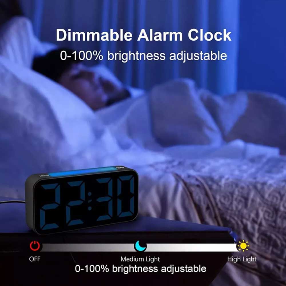 Digital Alarm Clock for Heavy Sleeper Bedroom LED Display Night Light w/ Shaker