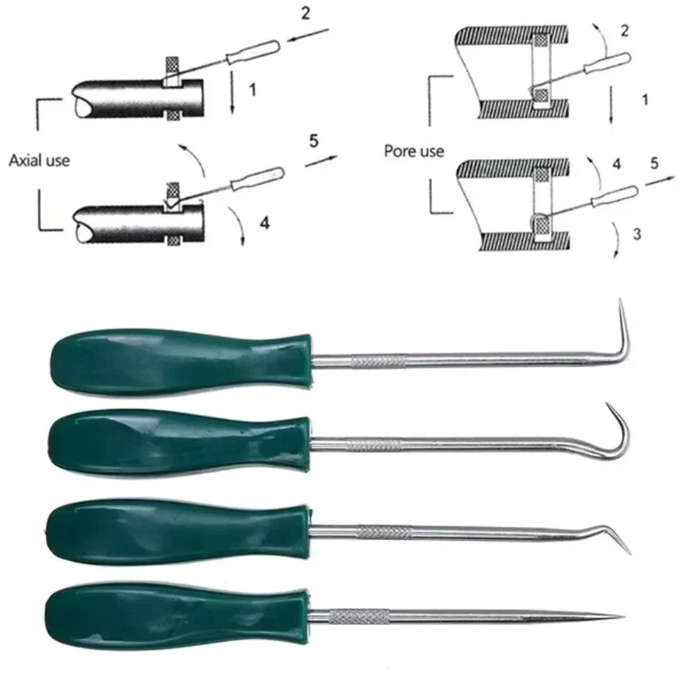 4pc Pick & Hook Tool Set - O-Ring Seal Hose Removal Puller for Garage